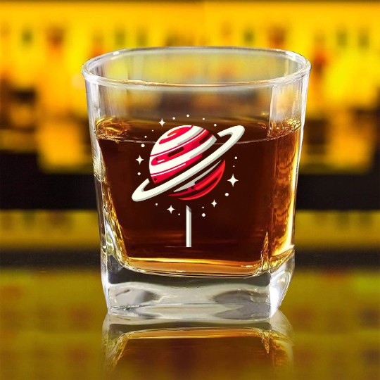 Saturn Planet Lollipop Square Whiskey Glasses