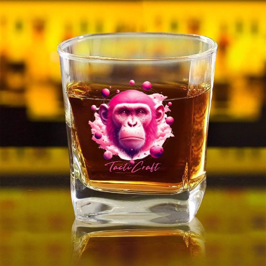 TactiCraft Pink Ape Galaxy Square Whiskey Glasses