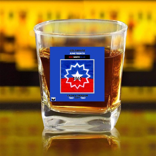 Celebrate Juneteenth: The Red White & Blue Square Whiskey Glasses