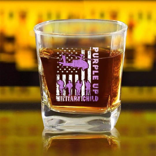 Purple Up For Military Kids Us Soldier Army And Square Whiskey Glasses