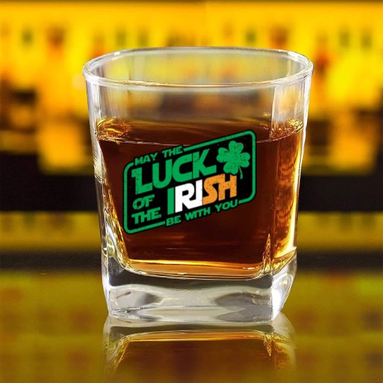 MAY THE LUCK OF THE IRISH BE WITH YOU Square Whiskey Glasses