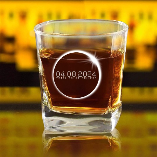 Total Solar Eclipse 2024 Square Whiskey Glasses