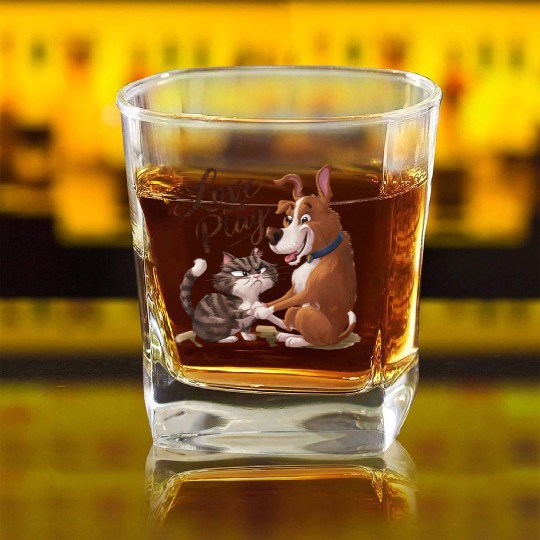 Pets at Play Square Whiskey Glasses