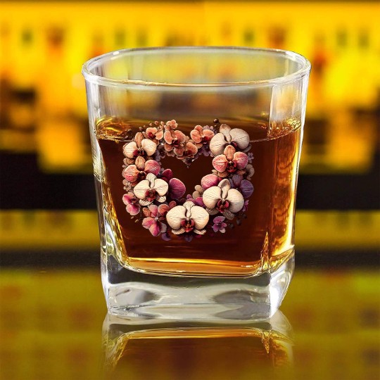 Orchids Square Whiskey Glasses