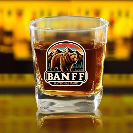 Banff National Park, Alberta Canada grizzly bears Square Whiskey Glasses