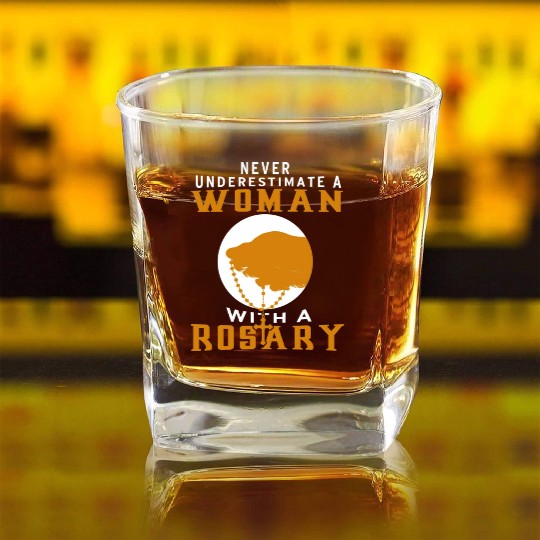 Roman Catholic Rosary Mary Chaplet Women Design Square Whiskey Glasses