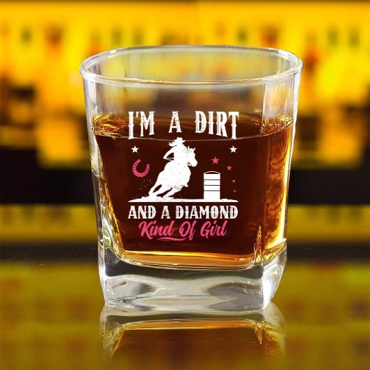 Horse Barrel Racing Girl Barrel Racer Square Whiskey Glasses