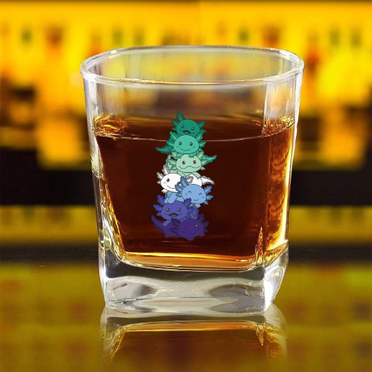 Gay Flag Gay Pride Lgbtq Axolotl Square Whiskey Glasses