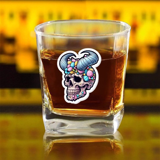 Sweet Reverence: Easter Sugar Skull Square Whiskey Glasses