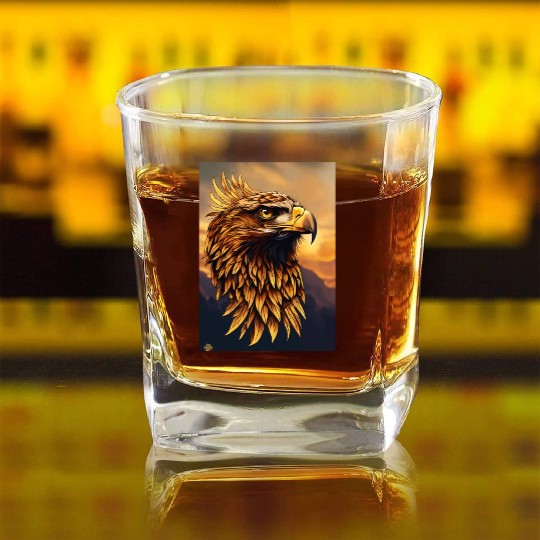 Golden eagle tattoo Square Whiskey Glasses
