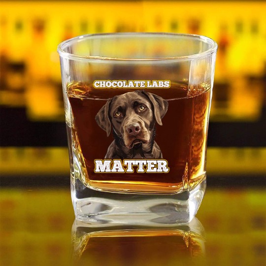 Brown Labrador CHOCOLATE LABS MATTER Labrador Square Whiskey Glasses