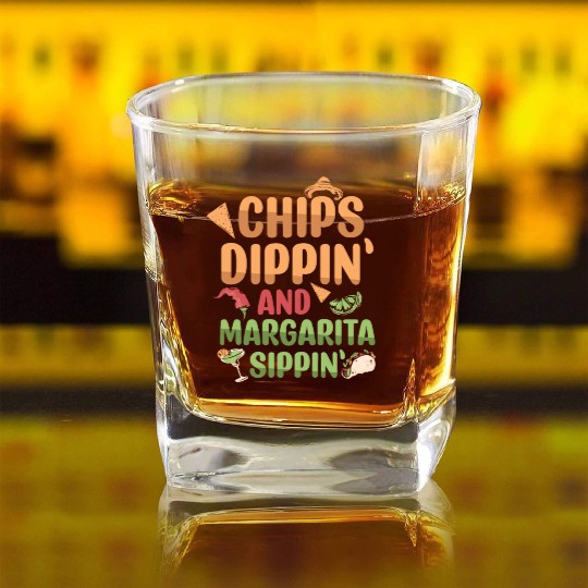Margarita Sippin' Summer Vibes Square Whiskey Glasses