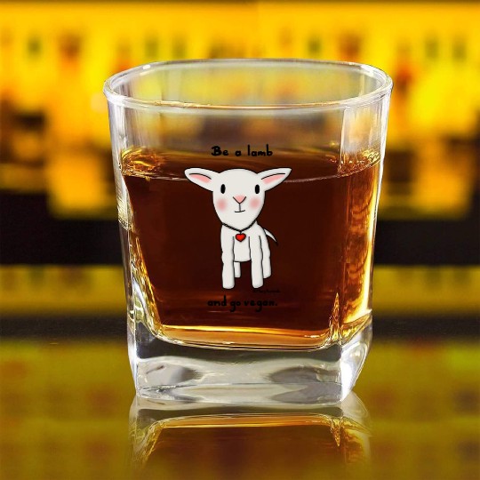 Be a Lamb and Go Vegan Square Whiskey Glasses