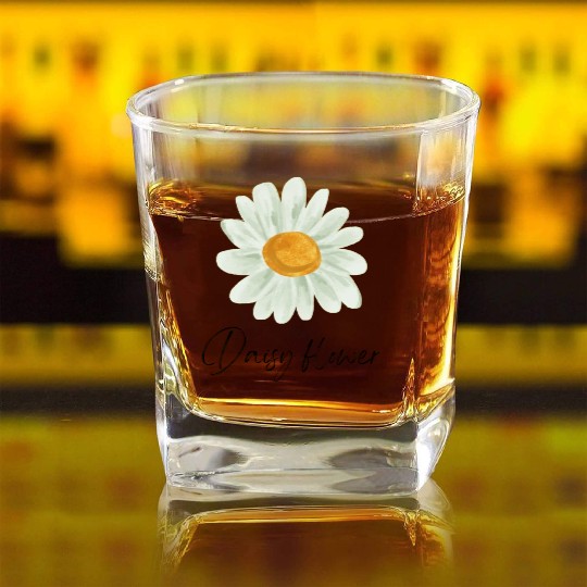 Aesthetic Spring Daisy Flower Square Whiskey Glasses
