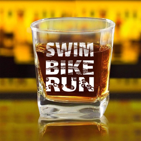 Triathlon Swim Bike Run Athleten Square Whiskey Glasses