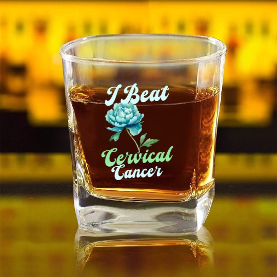 Cervical Cancer Awareness I Beat Cervical Cancer Square Whiskey Glasses
