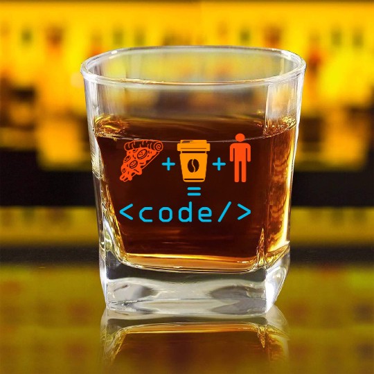 Programmer Coder Computer Nerd Geek Coding Funny Square Whiskey Glasses