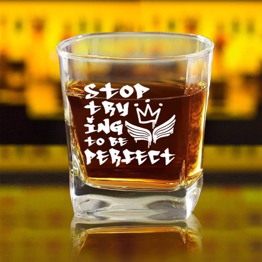 Positive Quote Graffiti Style 80s 90s Hip Hop Square Whiskey Glasses
