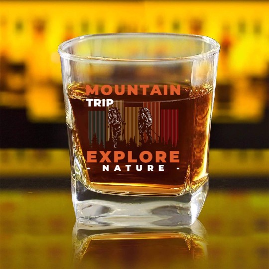 Mountaineering Nature Lover Trekking Alps Square Whiskey Glasses