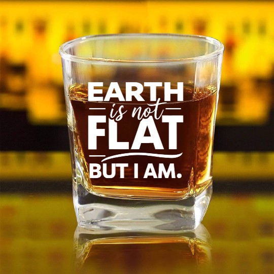 Flat Earth Satire Ironic Jokes Square Whiskey Glasses