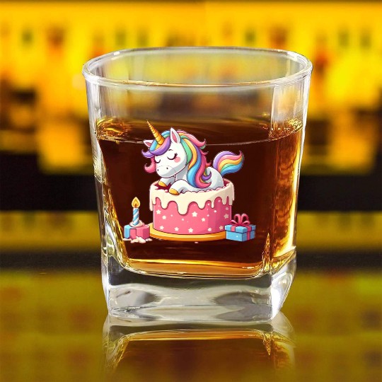 Unicorn Cake Surprise Square Whiskey Glasses
