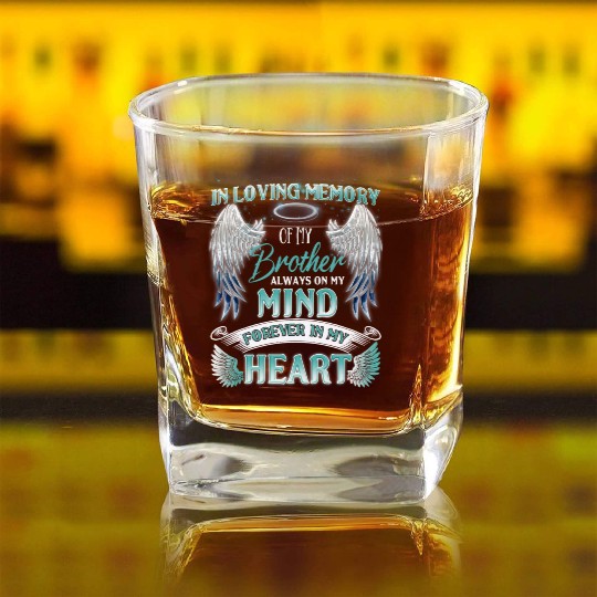 Brother My Angel In Memory Of Brother In Heaven Square Whiskey Glasses