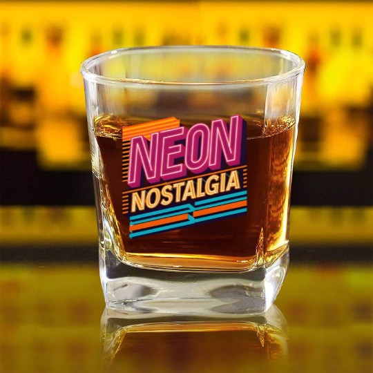 Neon Nostalgia: Pay homage to the retro neon aesth Square Whiskey Glasses