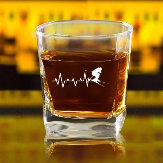 Skiing Mountains Winter sports Nature Square Whiskey Glasses