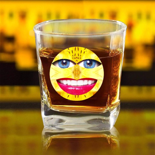Smile Face Have a Nice Day Promote Happiness Joy Square Whiskey Glasses