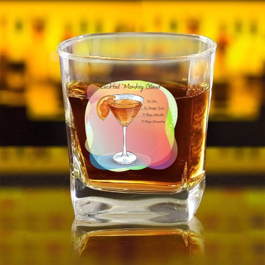 Cocktail Monkey Gland Recipe Gin Orange Juice Square Whiskey Glasses