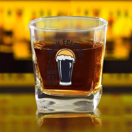Irish Solar Eclipse - Hello Darkness My Old Friend Square Whiskey Glasses