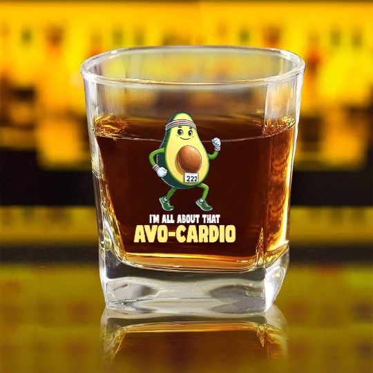 All About That Avo-Cardio Fun Run Square Whiskey Glasses