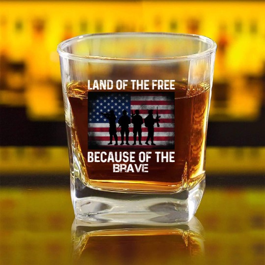 Land of the free because of the brave Square Whiskey Glasses