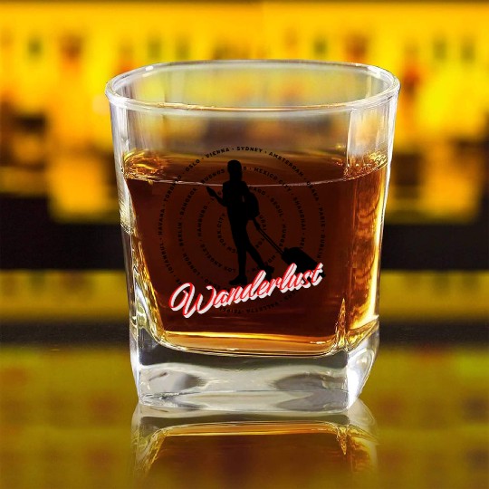Wanderlust Solo Travel Square Whiskey Glasses