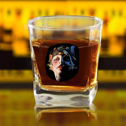 Flapper Vampire, Art Deco, Vintage Horror Series Square Whiskey Glasses
