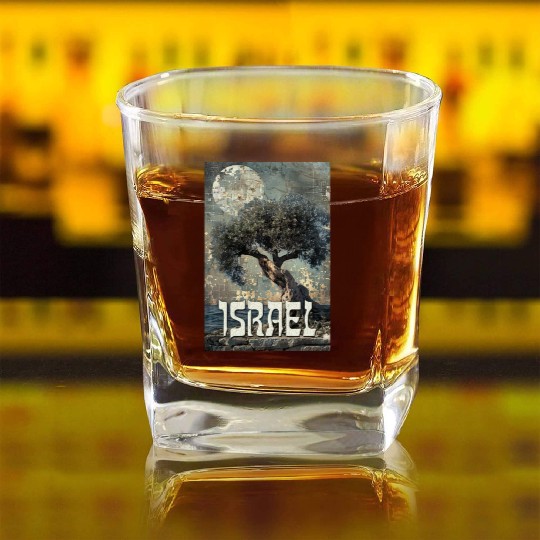 Israeli Scene with Olive Tree and the Square Whiskey Glasses