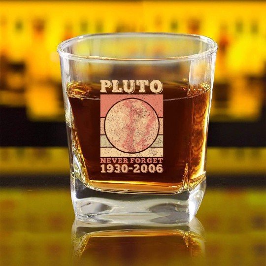Pluto Never Forget Space Science Astronomy Square Whiskey Glasses
