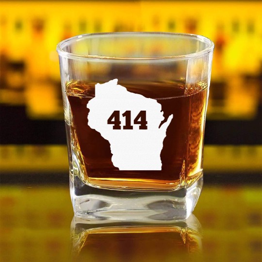 Wisconsin 414 Area Code Square Whiskey Glasses