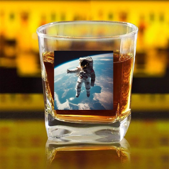 REalistic Astronaut Square Whiskey Glasses