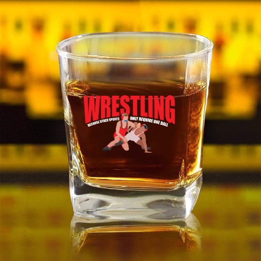 Funny Wrestling Team Athlete Pro Youth Wrestler Square Whiskey Glasses
