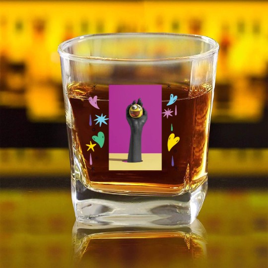 Creative and Humorous Illustration Design Square Whiskey Glasses