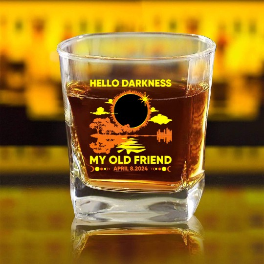 Hello Darkness My Old Friend - April 8th 2024 Square Whiskey Glasses