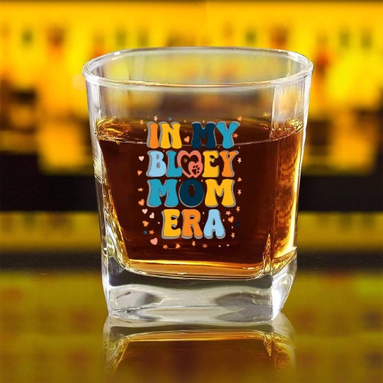 Women in My Mom Era Mama Dog Paw Funny Letter Square Whiskey Glasses