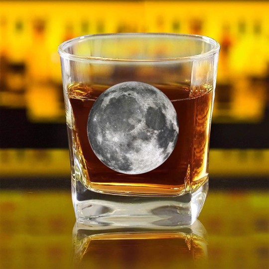 Cool Full Moon - Solar Eclipse, Moon Phases Totali Square Whiskey Glasses