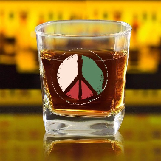 Free Palestine - Peace Symbol Square Whiskey Glasses