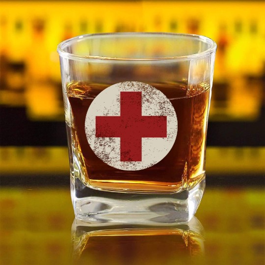 WW2 Combat Medic Symbol Square Whiskey Glasses