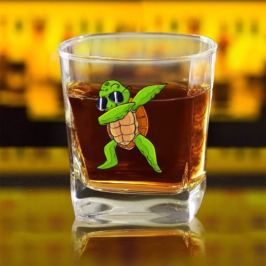 Dabbing Sea Turtle Animal Lover Save The Turtles Square Whiskey Glasses