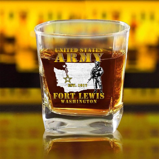 Fort Lewis Washington WA US Army Base Virginia Square Whiskey Glasses