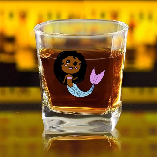 I Love Mermaids Cute Costume Kids Toddler Girl Square Whiskey Glasses