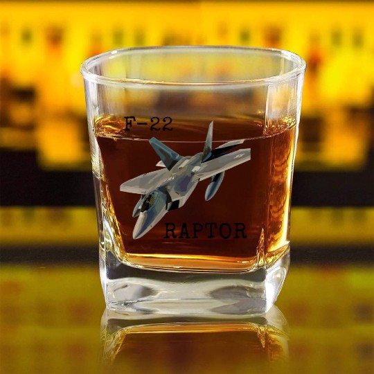 Air Force F-22 Raptor Fighter Jet Military Pilot Square Whiskey Glasses